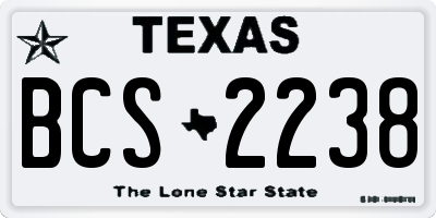 TX license plate BCS2238
