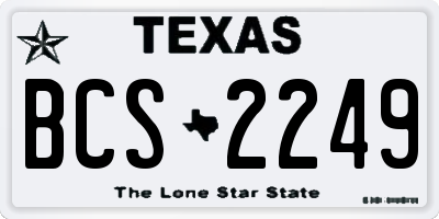 TX license plate BCS2249