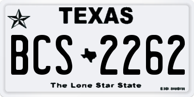 TX license plate BCS2262