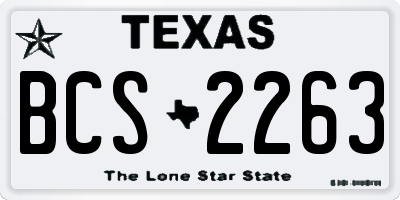 TX license plate BCS2263