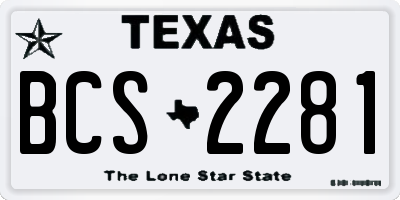 TX license plate BCS2281