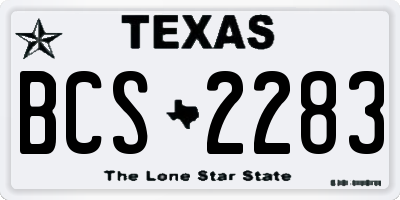 TX license plate BCS2283