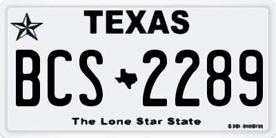 TX license plate BCS2289