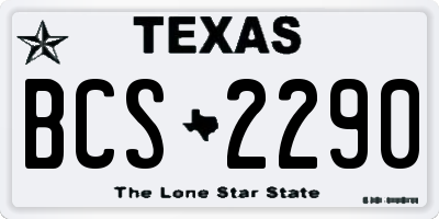 TX license plate BCS2290