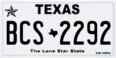 TX license plate BCS2292