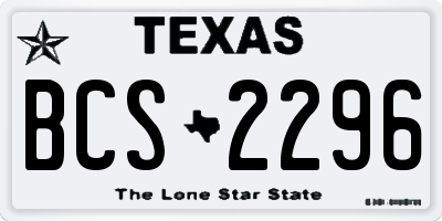 TX license plate BCS2296
