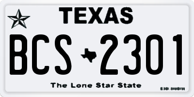 TX license plate BCS2301