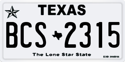 TX license plate BCS2315
