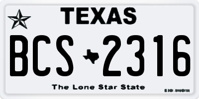 TX license plate BCS2316