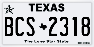 TX license plate BCS2318