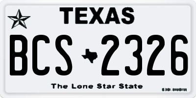 TX license plate BCS2326