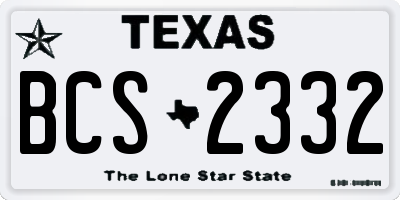 TX license plate BCS2332
