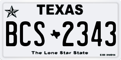 TX license plate BCS2343