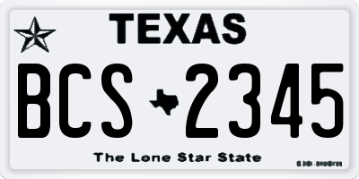TX license plate BCS2345
