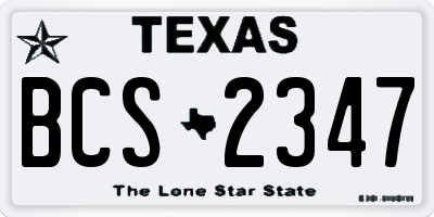 TX license plate BCS2347