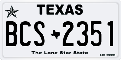 TX license plate BCS2351