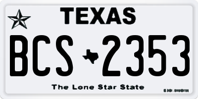 TX license plate BCS2353