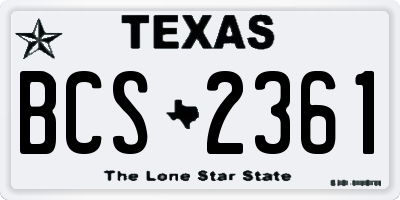 TX license plate BCS2361