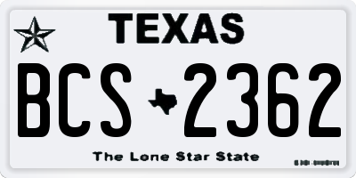 TX license plate BCS2362