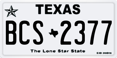 TX license plate BCS2377