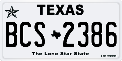 TX license plate BCS2386