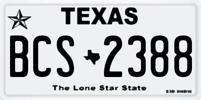 TX license plate BCS2388