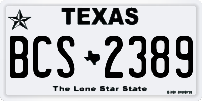 TX license plate BCS2389