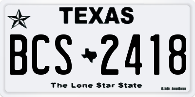 TX license plate BCS2418