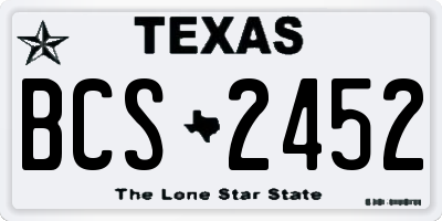 TX license plate BCS2452
