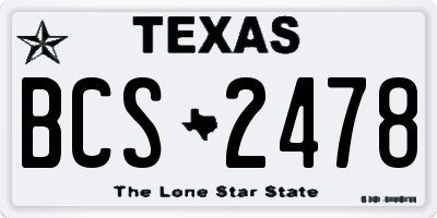 TX license plate BCS2478