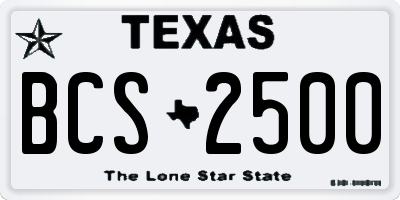 TX license plate BCS2500