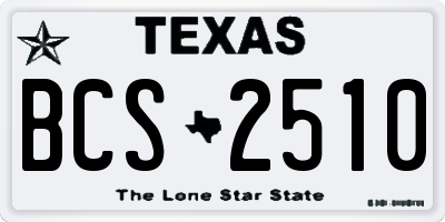 TX license plate BCS2510