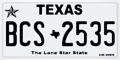 TX license plate BCS2535