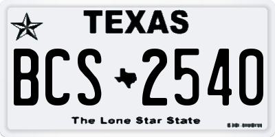 TX license plate BCS2540