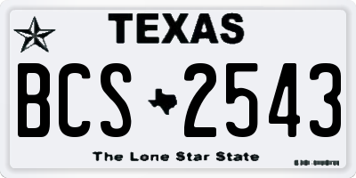 TX license plate BCS2543