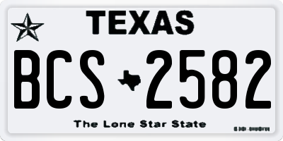 TX license plate BCS2582