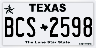 TX license plate BCS2598