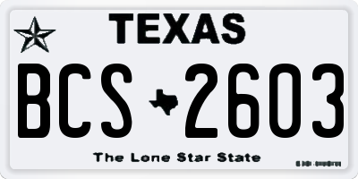 TX license plate BCS2603