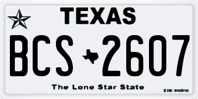 TX license plate BCS2607