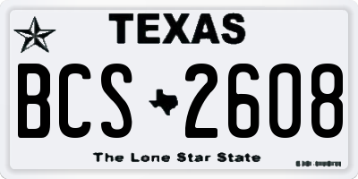 TX license plate BCS2608