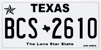 TX license plate BCS2610