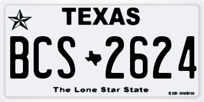 TX license plate BCS2624