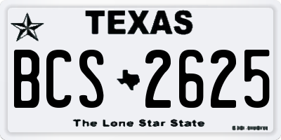 TX license plate BCS2625
