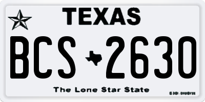 TX license plate BCS2630