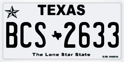 TX license plate BCS2633