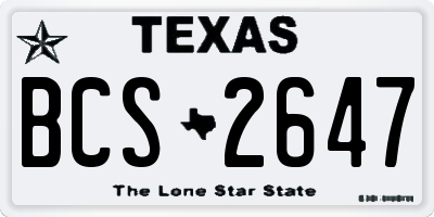 TX license plate BCS2647