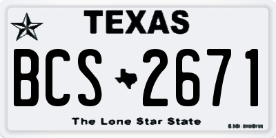 TX license plate BCS2671