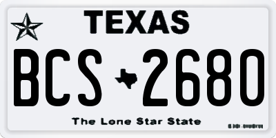 TX license plate BCS2680