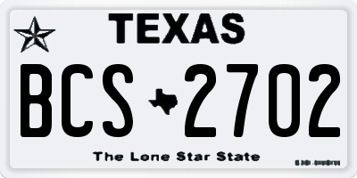 TX license plate BCS2702