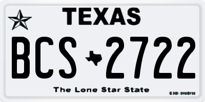 TX license plate BCS2722